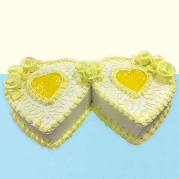  Special couple pineapple double heart shape cake