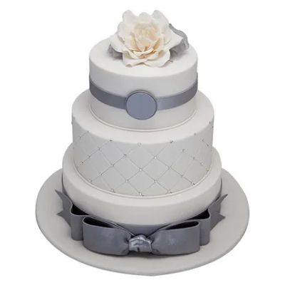 3 Tier Silver Anniversary Cake