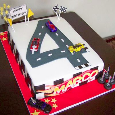 Car Race Track Number Cake