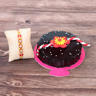 Yummy Cake With Beads Rakhi