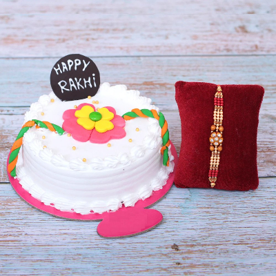 Flower Rakhi Cake Combo