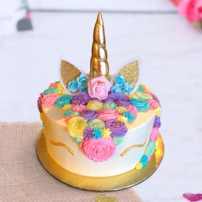 Golden Tone Vanilla Unicorn cake