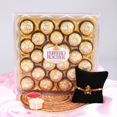 Ganesh Rakhi And Big Ferrero Rocher Chocolate