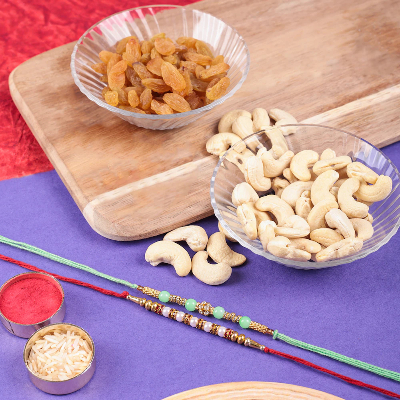 Pearl Bhaiya Rakhi With Raisins And Cashews