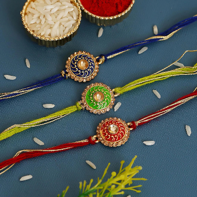 Meenakari Pack Of 3 Designer Rakhis