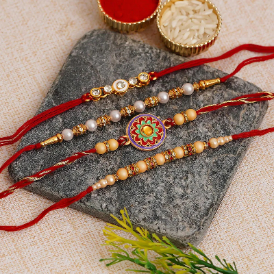 Designer Pearl Rakhis Pack Of 4