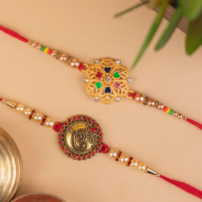 Combo Of 2 Rakhi Meenakari And Om