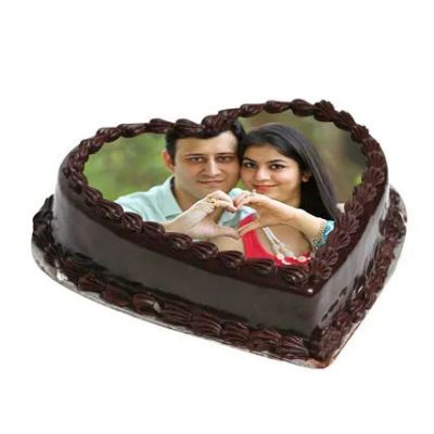 Heart Shape Photo Chocolate Cake