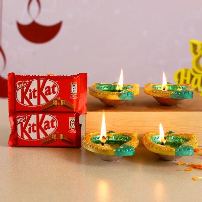 Beautiful Diyas & Nestle Kitkat Chocolates