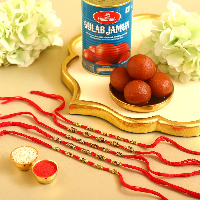 Sneh Antique Rakhi Set N Haldiram Gulab Jamun