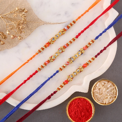 Sneh Ethnic Beads Colourful Rakhis Set Of 4