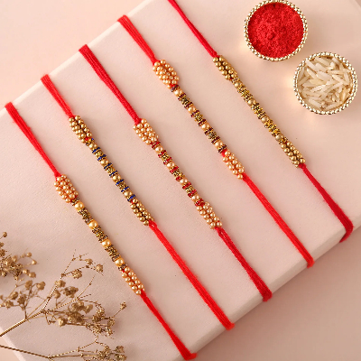 Sneh Ethnic Pearl Rakhis Set Of 5