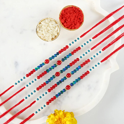 Sneh Traditional Wooden Beads Rakhis Set Of 5