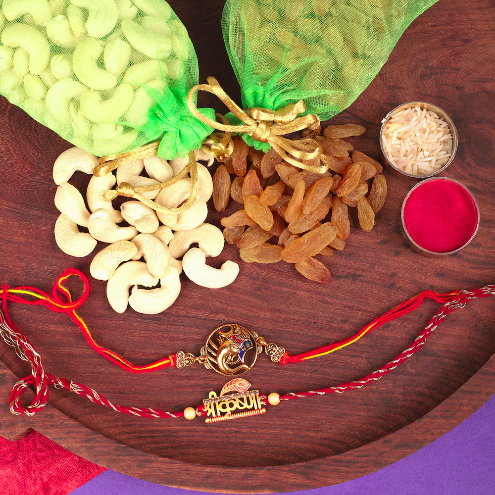  Ganesh And Krishna Bhaiya Rakhi With Combo