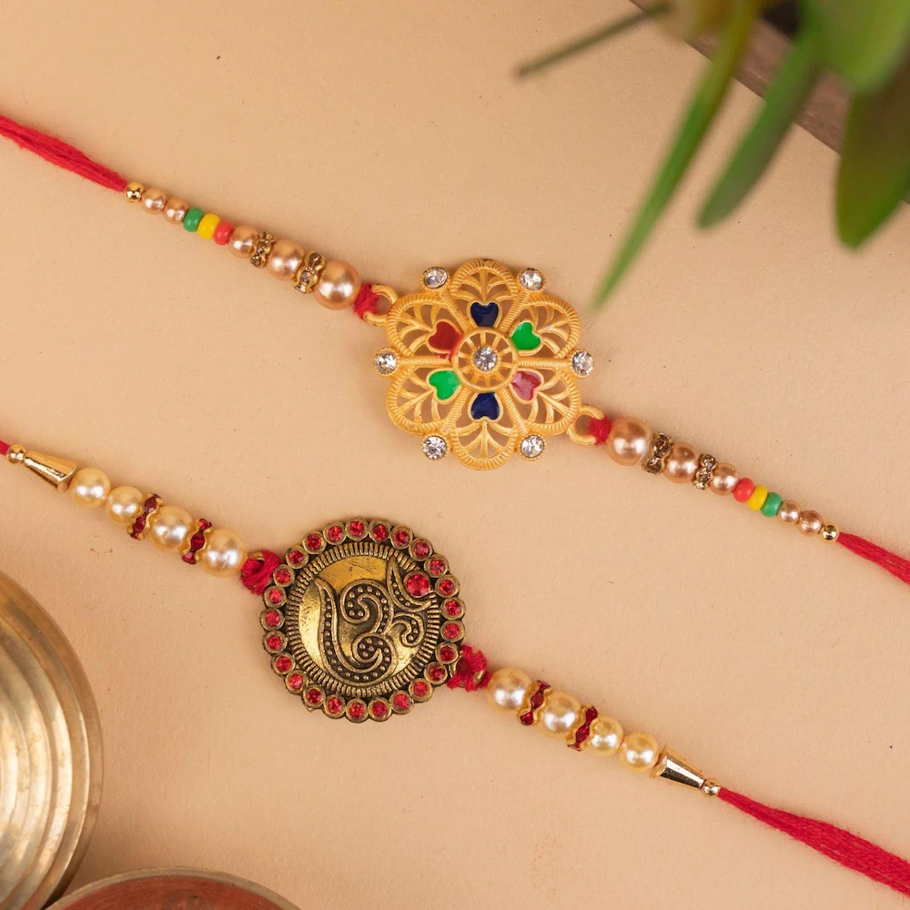  Combo Of 2 Rakhi Meenakari And Om