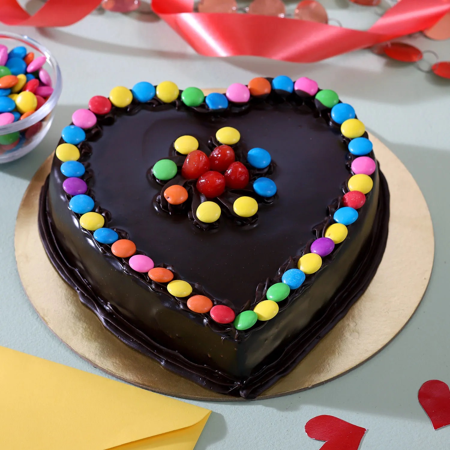  Heart Shaped Truffle Cake With Gems