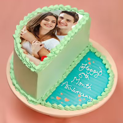  Six Months Together Half Photo Cake