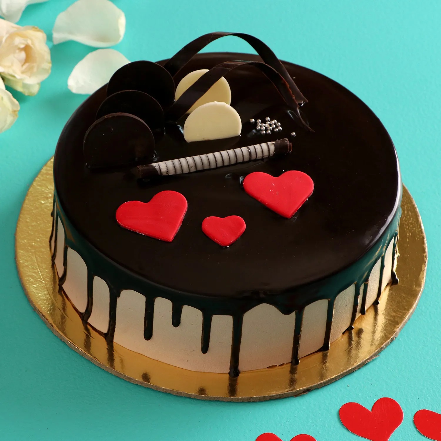  Red Hearts Chocolate Cake